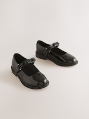 Black Patent Interchangable Strap Mary Jane School Shoes - Image 1 of 9