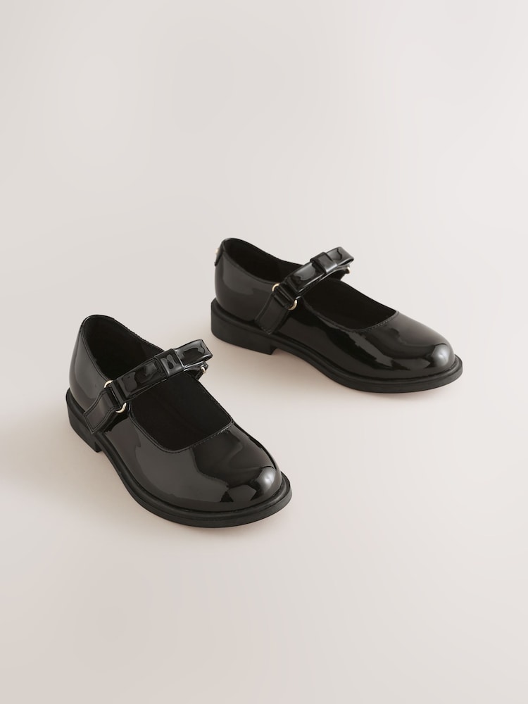 Black Patent Interchangable Strap Mary Jane School Shoes - Image 1 of 9 Black Patent Interchangable Strap Mary Jane School Shoes - Image 1 of 9