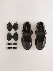 Black Patent Interchangable Strap Mary Jane School Shoes - Image 3 of 9
