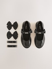 Black Patent Interchangable Strap Mary Jane School Shoes - Image 4 of 9