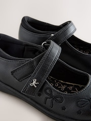 Charol negro - Zapatos escolares Mary Jane con lazo bordado - Imagen 3 de 5