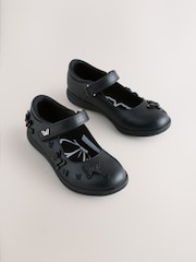 Black Matt Wide Fit (G) School Junior Butterfly Mary Jane Shoes - Image 1 of 5