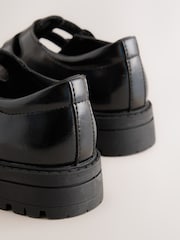 Black Iridescent Patent T-Bar Double Buckle School Shoes - Image 3 of 5