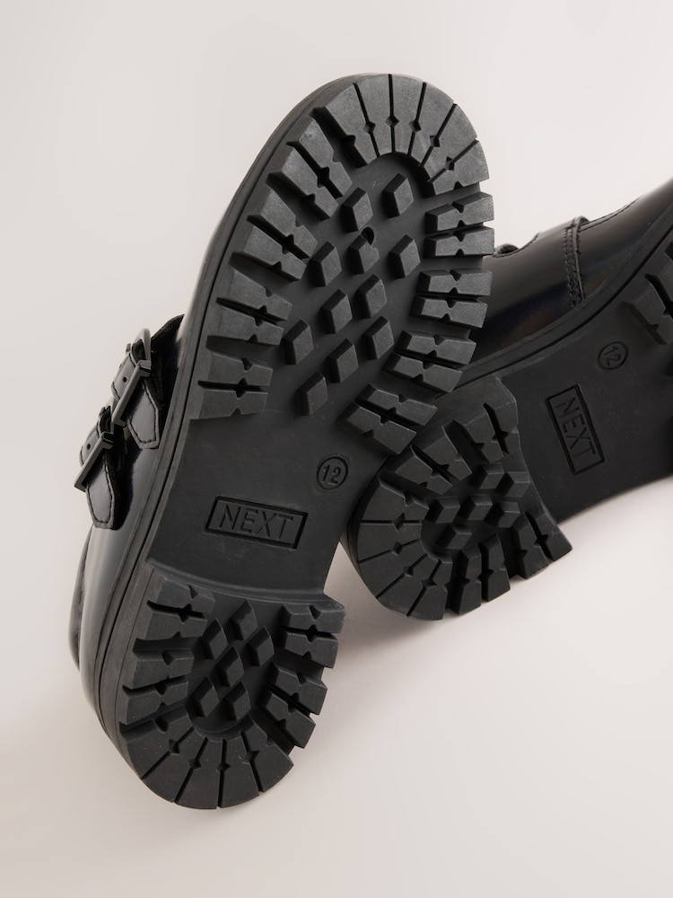 Black Iridescent Patent T-Bar Double Buckle School Shoes - Image 5 of 5 Black Iridescent Patent T-Bar Double Buckle School Shoes - Image 5 of 5