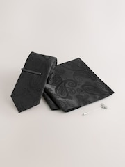 Black Tie and Lapel Pin Set - Image 1 of 4