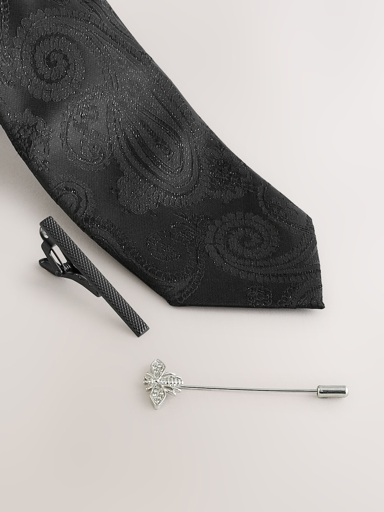 Black Tie and Lapel Pin Set - Image 2 of 4
