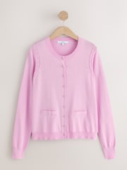 Light Pink Soft Touch Cotton Rich Crew Neck Cardigan - Image 5 of 7