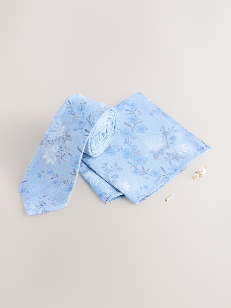 Blue Tie and Lapel Pin Set - Image 1 of 4