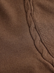 Chocolate Brown Soft Touch Cotton Rich Crew Neck Cardigan - Image 7 of 7