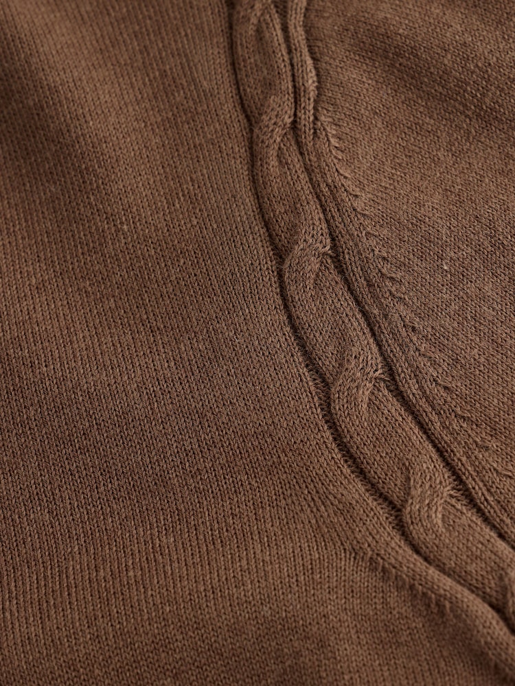 Chocolate Brown Soft Touch Cotton Rich Crew Neck Cardigan - Image 7 of 7