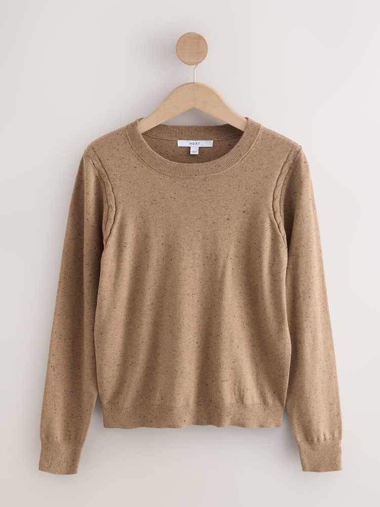 Camel Neppy Soft Touch Long Sleeve Crew Neck Jumper - Image 1 of 3