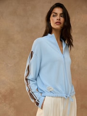 Light Blue Lightweight Funnel Neck Zip Jacket - Image 1 of 9