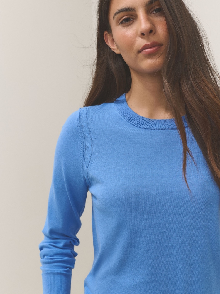 Blue Soft Touch Long Sleeve Crew Neck Jumper - Image 1 of 7