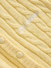 Butter Yellow Slim Cable Knit Towelling Cardigan - Image 6 of 7