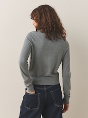 灰色╱綠色 - Soft Touch Cotton Rich Open Layer Cardigan - 圖片 3/7