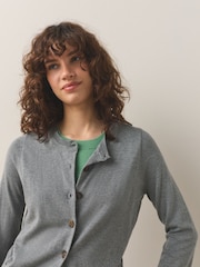 灰色╱綠色 - Soft Touch Cotton Rich Open Layer Cardigan - 圖片 4/7