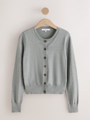 灰色╱綠色 - Soft Touch Cotton Rich Open Layer Cardigan - 圖片 5/7