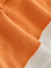 Orange/White Stripe Soft Touch Cotton Rich Layer Polo Jumper - Image 7 of 7