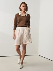 Chocolate Brown Soft Touch Cotton Rich Layer Polo Jumper - Image 2 of 7