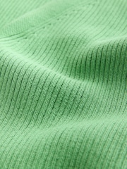 Zelena - Ribbed 100% Cotton Short Sleeve Cardigan - Slika 7 od 8
