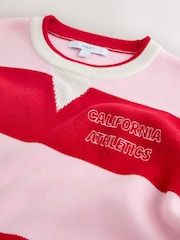 Red/Pink Stripe Long Sleeve Crew Neck Sweatshirt - Image 2 of 3