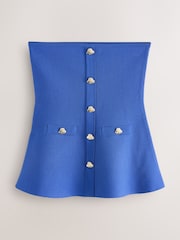 Blue Smart Knit Peplum Bandeau Top - Image 1 of 3