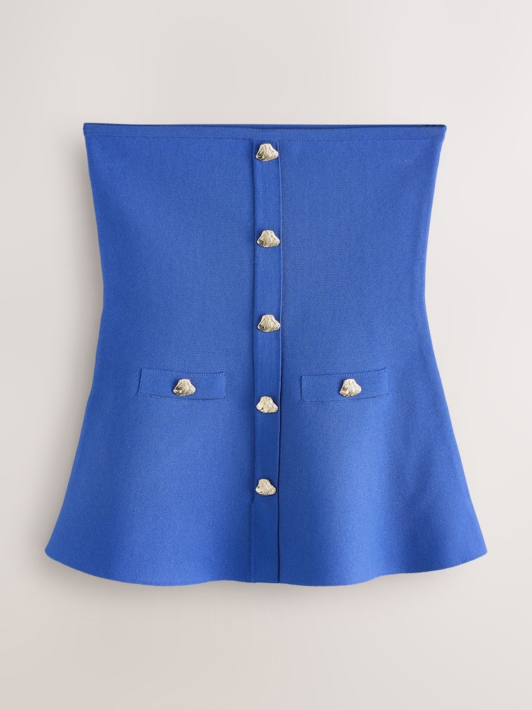 Blue Smart Knit Peplum Bandeau Top - Image 1 of 3