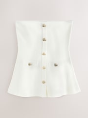 White Smart Knit Peplum Bandeau Top - Image 1 of 3