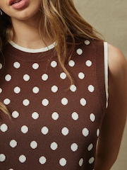 Chocolate Brown Polka Dot Double Layer Look Vest Top - Image 6 of 9