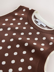 Chocolate Brown Polka Dot Double Layer Look Vest Top - Image 8 of 9