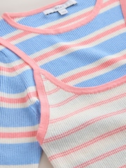 Blue Stripe T-Shirt Cami Double Layer Top - Image 6 of 7