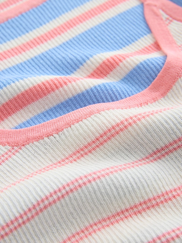 Blue Stripe T-Shirt Cami Double Layer Top - Image 7 of 7 Blue Stripe T-Shirt Cami Double Layer Top - Image 7 of 7