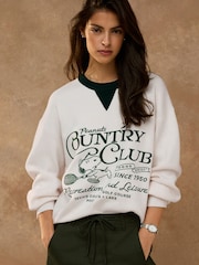 Ecru/Green Snoopy Licence Long Sleeve Crew Neck Sweatshirt - Image 1 of 8