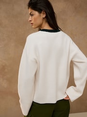 Ecru/Green Snoopy Licence Long Sleeve Crew Neck Sweatshirt - Image 5 of 8