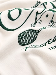 Ecru/Green Snoopy Licence Long Sleeve Crew Neck Sweatshirt - Image 7 of 8