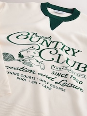 Ecru/Green Snoopy Licence Long Sleeve Crew Neck Sweatshirt - Image 8 of 8