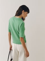 Green Supersoft Short Sleeve Open Neck Polo Top - Image 4 of 5