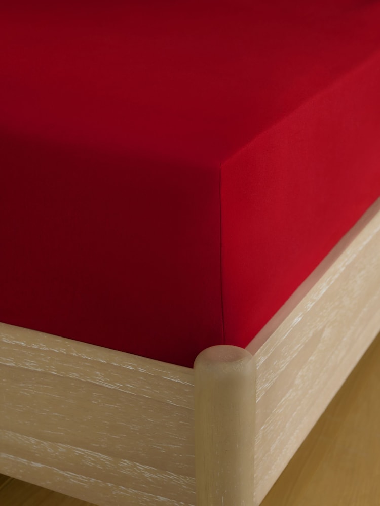 Red Brushed Cotton Supersoft Deep Fitted Sheet - Image 2 of 2