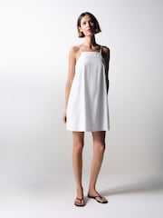 The Set 2 Pack 100% Cotton Strappy A-Line Mini Dress White/Bright Red - Image 5 of 6