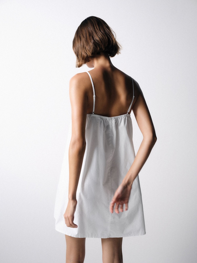 The Set 2 Pack 100% Cotton Strappy A-Line Mini Dress White/Bright Red - Image 6 of 6