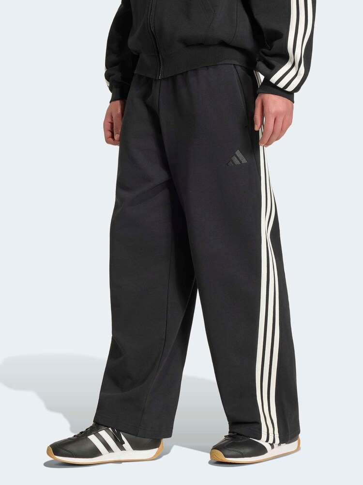adidas Black 3-Stripes Wide Joggers - Image 1 of 6