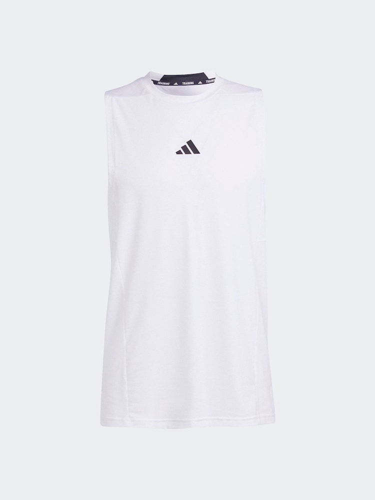 adidas White D4T Workout Tank - Image 1 of 1 adidas White D4T Workout Tank - Image 1 of 1