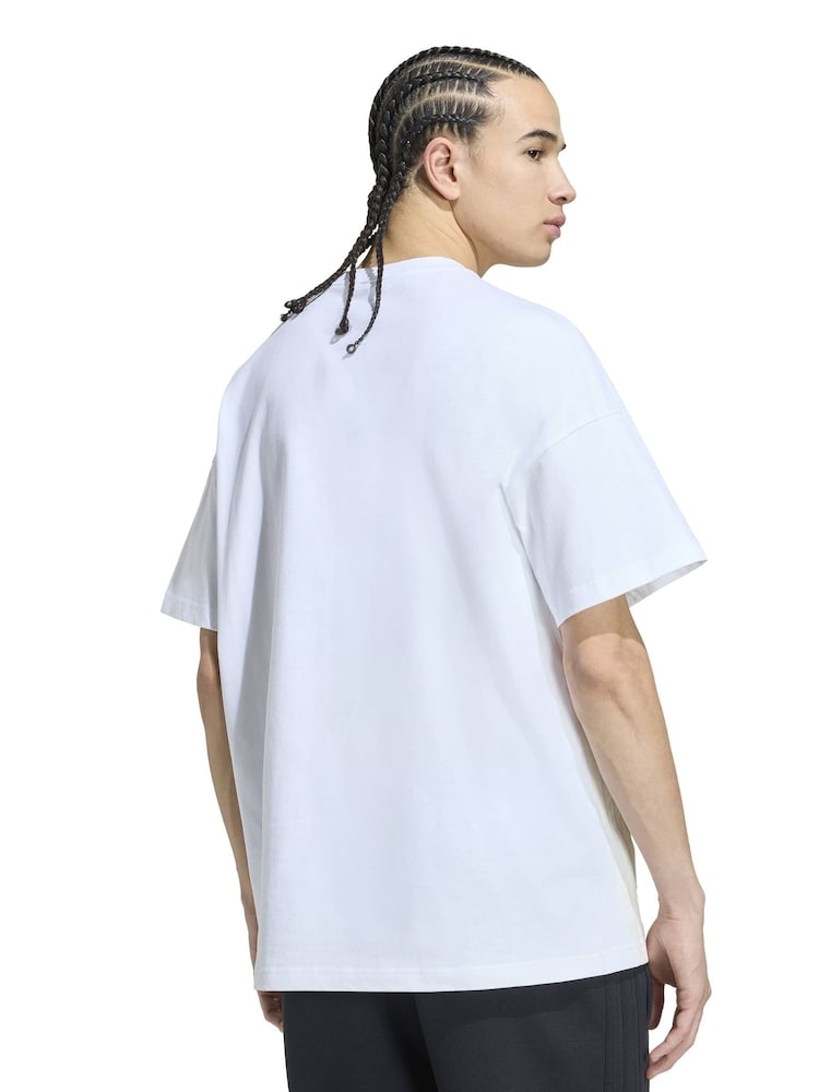 adidas White Adidas Kit 3-Stripes Loose T-Shirt - Image 2 of 6 adidas White Adidas Kit 3-Stripes Loose T-Shirt - Image 2 of 6