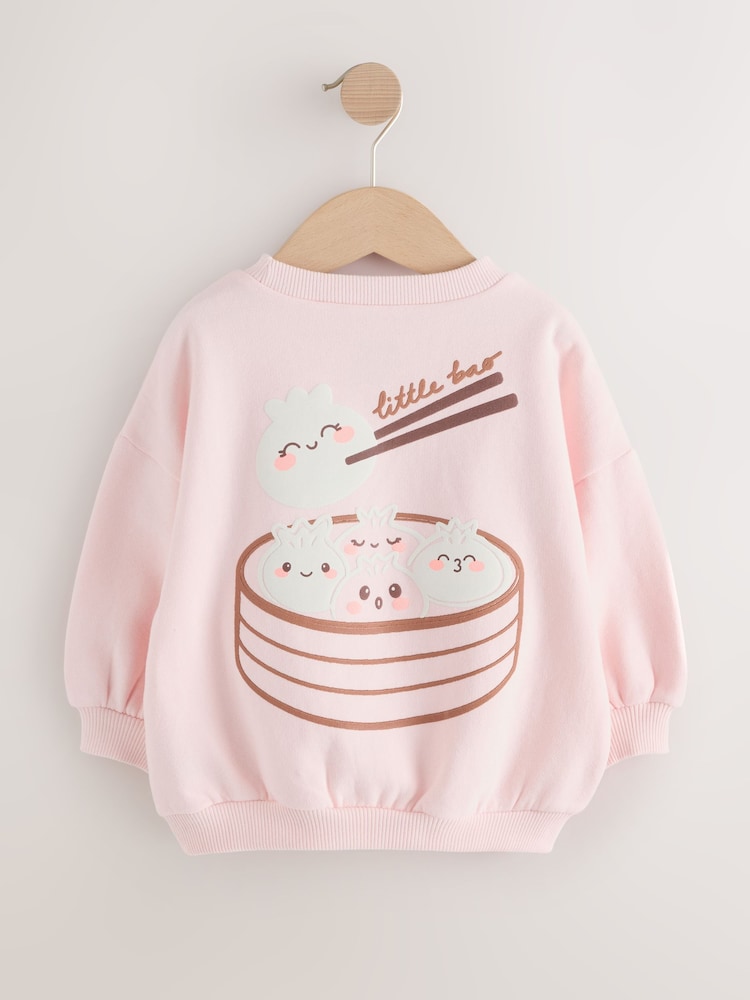 Light Pink Bao Buns Crew Neck Sweatshirt (3mths-7yrs) - Image 2 of 6 Light Pink Bao Buns Crew Neck Sweatshirt (3mths-7yrs) - Image 2 of 6