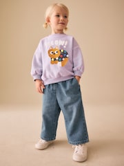 Lilac Purple Spot Cat Crew Neck Sweatshirt (3mths-7yrs) - Image 2 of 3