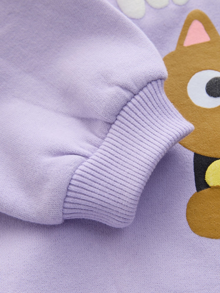 Lilac Purple Spot Cat Crew Neck Sweatshirt (3mths-7yrs) - Image 7 of 7