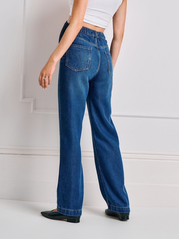 Seraphine Light Blue Premium Lyocell Overbump Maternity Wide Jeans - Image 6 of 6
