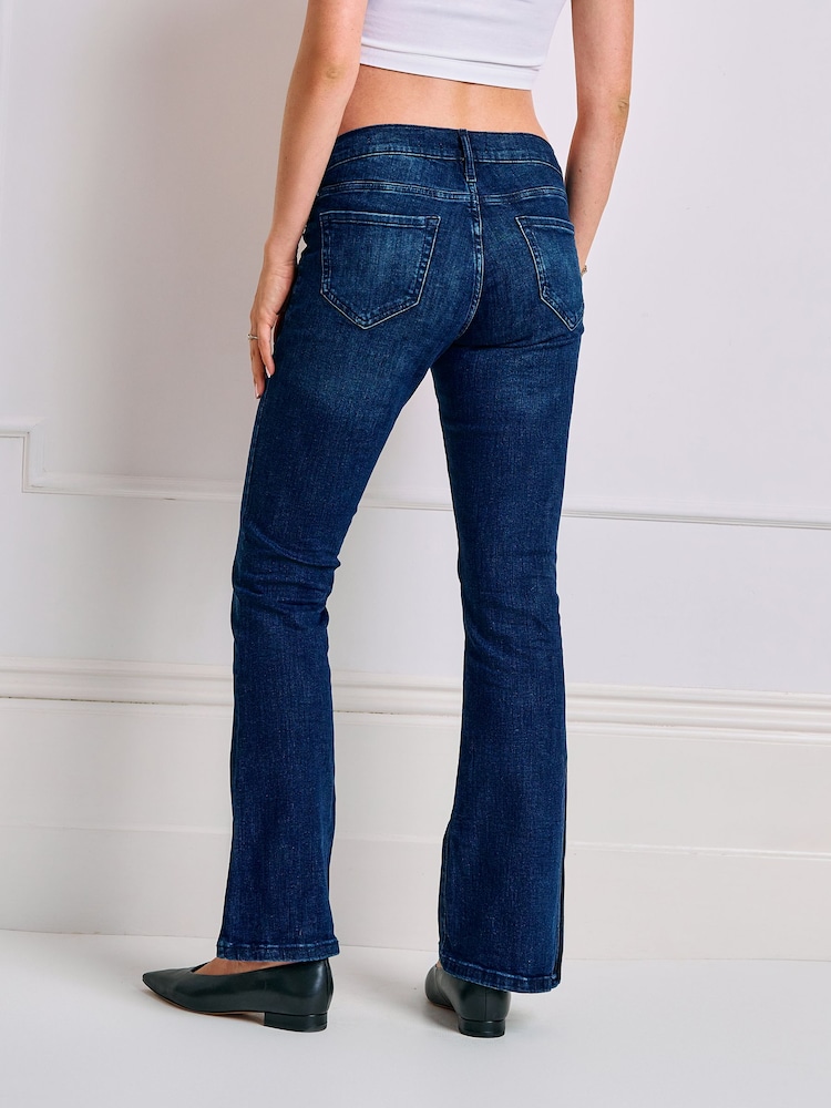 Seraphine Mid Blue Indigo Premium Underbump Maternity Flared Jeans - Image 5 of 5