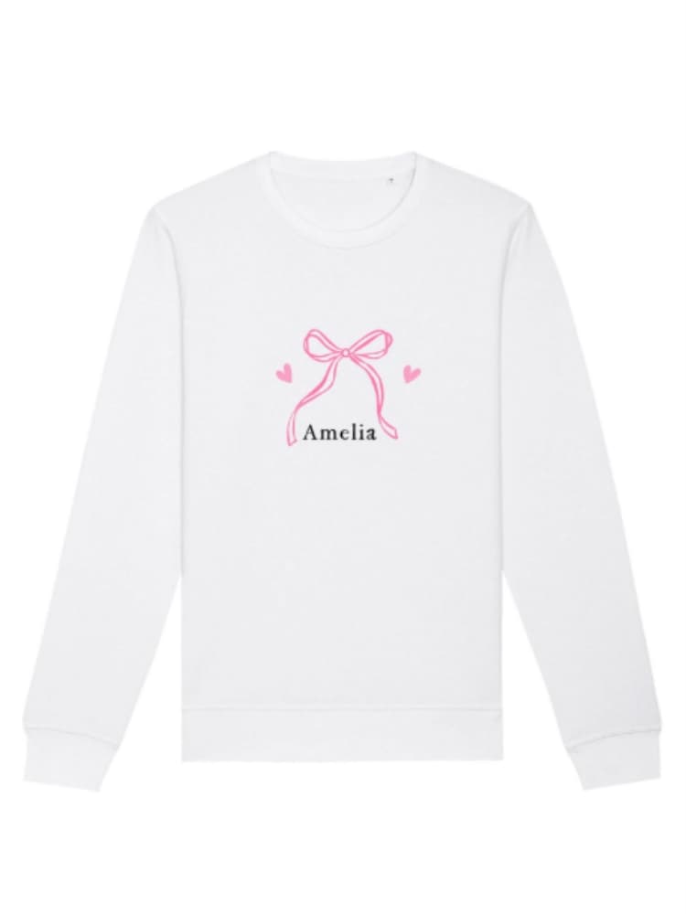 Personalised Bow Sweatshirt by Koko Blossom - Image 1 of 2 Personalised Bow Sweatshirt by Koko Blossom - Image 1 of 2