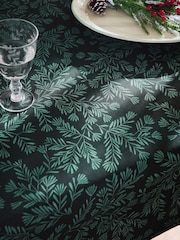 Green Christmas Holly Mistletoe Wipe Clean Table Cloth - Image 1 of 4